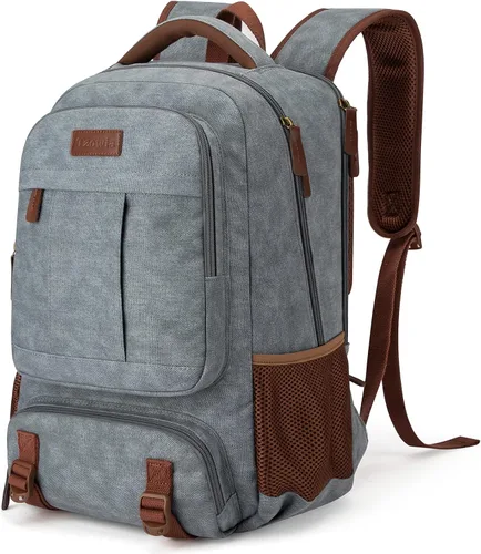 Vista 11 de Tzowla - Mochila de tela para portátil, mochila para hombres y mujeres, mochila para trabajo y viajes, compatible con portátil de 15.6 pulgadas