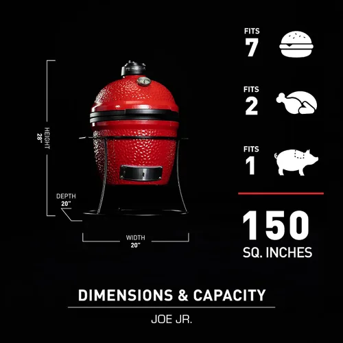 Vista 11 de Joe Jr - Parrilla de carbón portátil de 3 piezas por Kamado Joe con cubierta de parrilla y carrito con estantes laterales