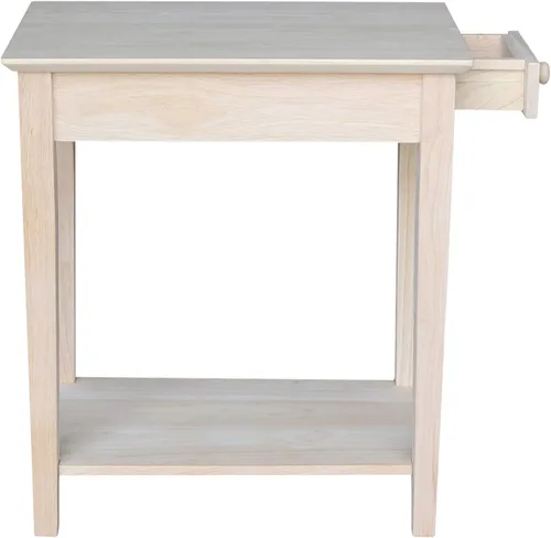 Vista 8 de IC International Concepts, Mesa auxiliar estrecha, madera real maciza, madera de parawood resistente, sala/dormitorio/entrada, dimensiones: 22