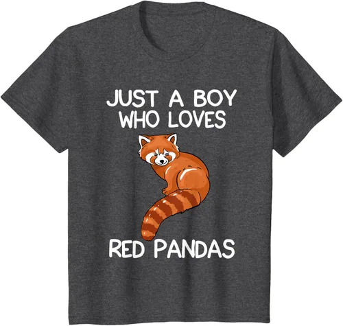 Vista 24 de Just A Boy Who Loves Red Pandas Gift - Camiseta con diseño de panda roja, Negro, S