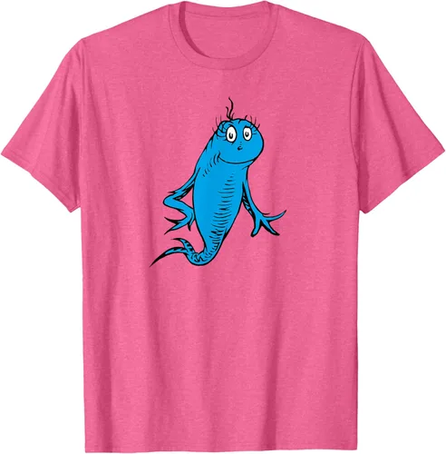 Vista 41 de Dr. Seuss Blue Fish Character - Camiseta con licencia oficial Negro