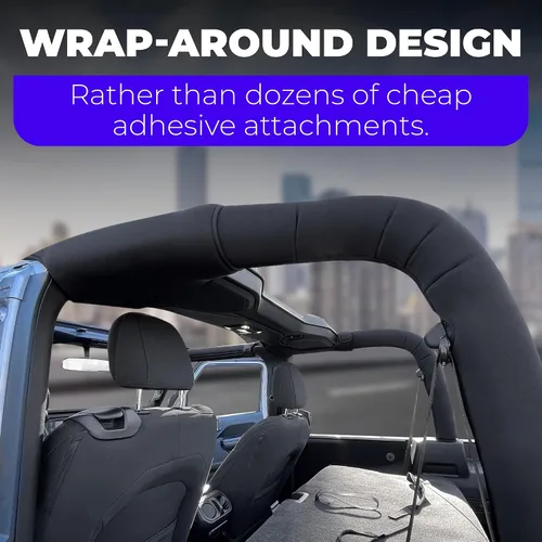 Vista 7 de Cubierta de Relleno de Neopreno para Barra Antivuelco Compatible con Jeep Wrangler JL de 2 Puertas 2018-2023 (NO 2024-2025) - Negro