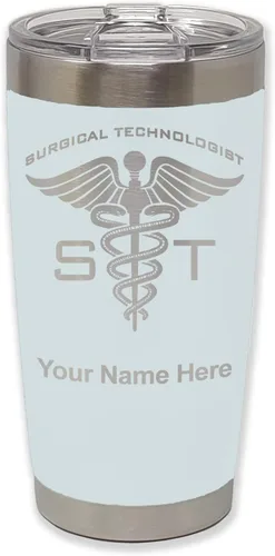 Vista 9 de LaserGram Vaso aislado al vacío de 20 onzas, ST Surgical Technologist, grabado personalizado incluido (gris)