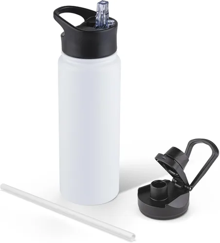 Vista 28 de Botella de agua aislada de 64 onzas con tapas de pajita y boquilla, jarra de agua de acero inoxidable de medio galón con mango de paracord, vacío