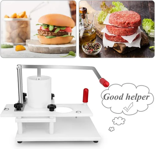 Vista 7 de Huanyu Máquina formadora de hamburguesas comercial Material PE 4.331 in 4.3 "Manual Burger Press Meat Patty Forming Processor White Burger Press