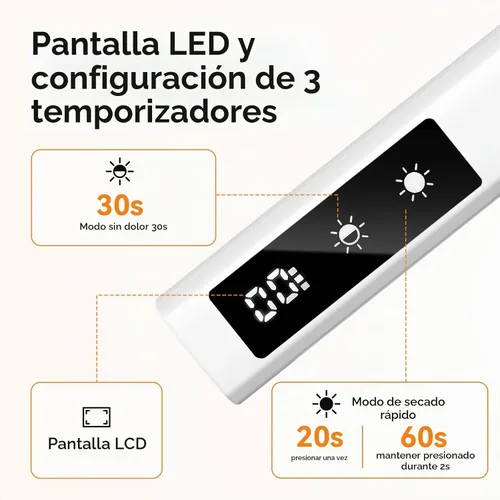 Vista 3 de Makartt - Lámpara de uñas LED de mano con modo indoloro para curar gel constructor blanco-1