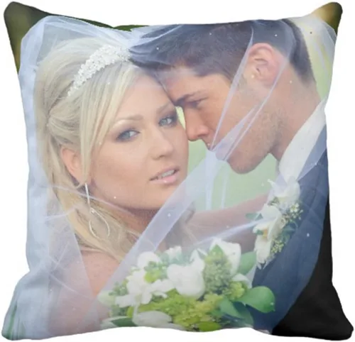 Vista 6 de Funda de almohada personalizada, funda de almohada creativa, regalos personalizados para tus seres queridos (14 x 14 pulgadas, blanco)