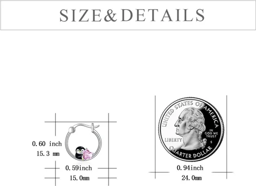 Vista 6 de POPLYKE Aretes de aro de animales para mujer, de plata de ley 925, hipoalergénicos, joyería para regalo de cumpleaños