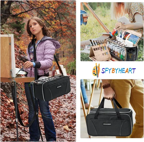 Vista 6 de SFYBYHEART Almacenamiento de pintura acrílica, organizador de manualidades, organizador de suministros de arte, bolsas de arte, soporte