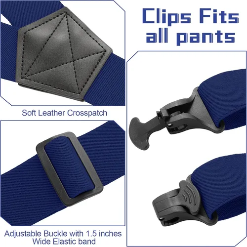 Vista 6 de Janmercy 2 piezas de tirantes para debajo de la ropa para hombres, tirantes de aeropuerto, clips de plástico, para senderismo, tirantes ocultos