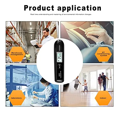 Vista 5 de Bolígrafo termómetro infrarrojo digital, pequeño bolígrafo de temperatura portátil con pantalla LCD, selección Celsius o Fahrenheit, temperatura sin