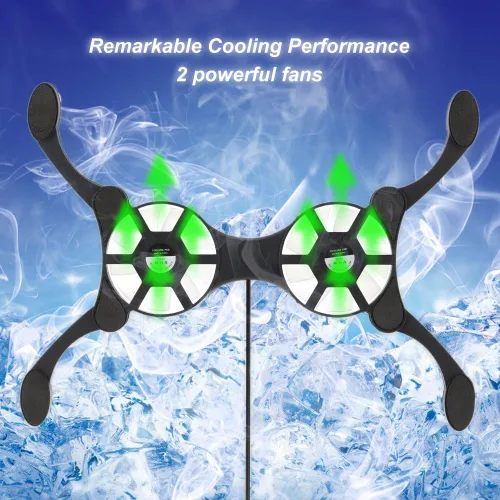 Vista 3 de QUZHI Mini portátil plegable plegable USB ventilador dual enfriador almohadilla de enfriamiento para PC portátil portátil 7