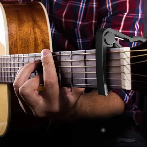Vista 5 de Guitarra Capo 2 Pack Negro Capo Guitarra Abrazadera para Bajo Eléctrico Acústico Ukelele