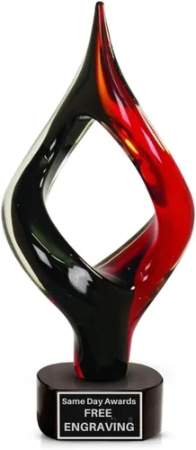 Vista 9 de Premio de Vidrio Artístico Soplado a Mano – Premio Elegante con Grabado Personalizado para Corporativo, Deportes, Jubilación, Reconocimiento