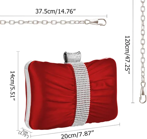 Vista 5 de Lifewish Bolso de noche plisado de satén para mujer bolso de noche para fiesta de graduación boda mujeresniñas