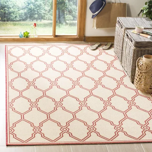 Vista 13 de SAFAVIEH Alfombra lavable para exteriores Linden Collection – Alfombra de pasillo de 2.2 x 8 pies, color crema y aguamarina, no desprende pelusa