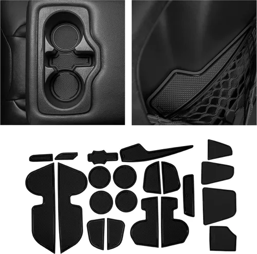 Vista 6 de Compatible con accesorios Jeep Compass 2018-2021 - Insertos de portavasos antideslizantes para interiores de alta calidad, antipolvo, tapetes