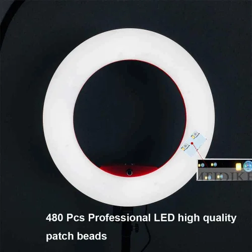 Vista 5 de Kit de 18 anillos fluorescentes regulables: anillo de luz de 96 W 5500 K, soporte de luz, tubo suave, filtro y bolsa para fotografía YouTube auto