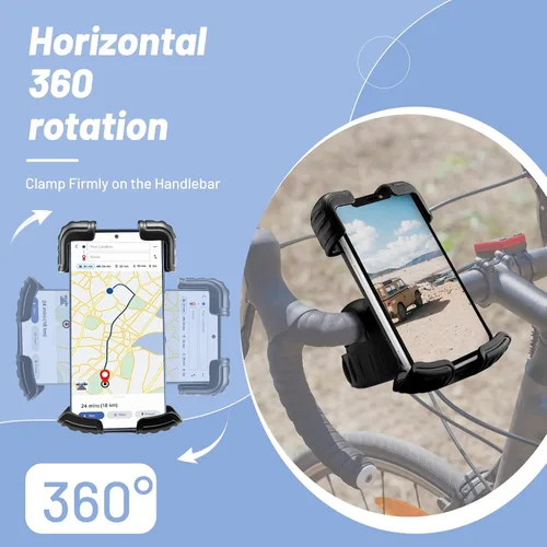 Vista 7 de Soporte ajustable para teléfono celular para bicicleta, motocicleta, soporte ajustable para teléfono celular, giratorio de 360° para manillar