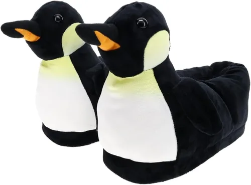 Vista 2 de Happy Feet Pantuflas de animales para adultos y niños, acogedoras y cómodas, suela de goma resistente, plantilla gruesa de espuma viscoelástica