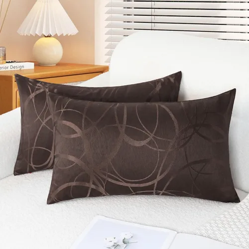 Vista 14 de CaliTime Fundas de Almohadas Decorativas Paquete de 2 Modernas Brillantes y Opacas Contraste Círculos Anillos de Acento Geométrico Fundas de Cojines