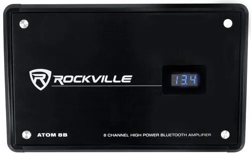 Vista 2 de Rockville Atom 8B 3500W Peak/880W RMS Amplificador marino de 8 canales, Bluetooth con emparejamiento automático, cruce ajustable, pantalla