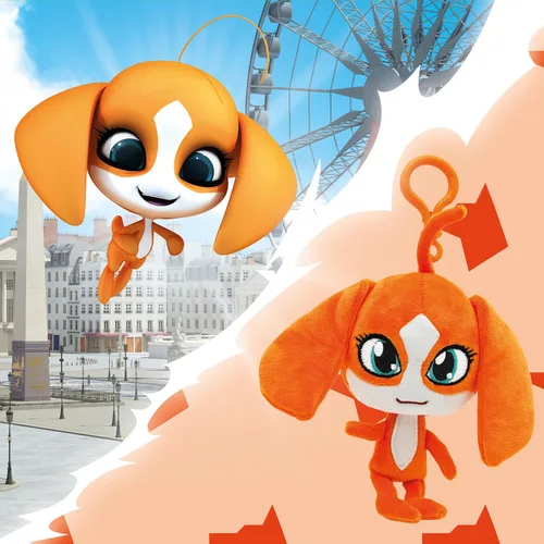 Vista 5 de Miraculous Ladybug Kwami - Llaveros de mochila Lifesize de 5 pulgadas, juguetes de clip de Barkk The Dog, accesorios portátiles de mariquita y gato