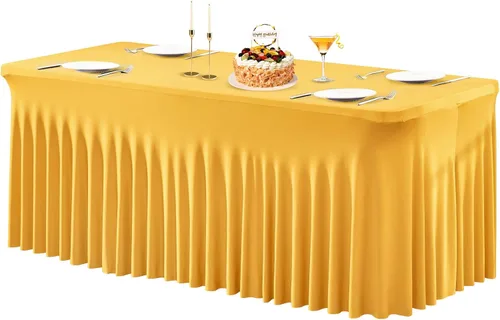 Vista 32 de PARTISKY - Mantel de elastano negro para mesas rectangulares de 4 pies, cubierta de mesa elástica para mesas plegables, bodas, fiestas, banquetes