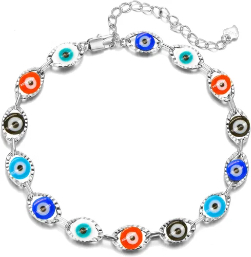 Vista 15 de choice of all Pulseras contra el mal de ojo azul, joyería Ojo Hamsa, delicadas pulseras de eslabones dorados para mujer, protección turca