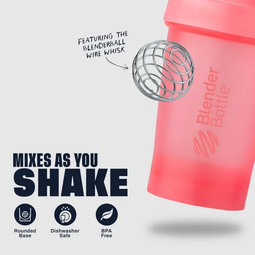 Vista 3 de BlenderBottle Classic V2 - Botella agitadora de plástico de 28 onzas, rosa y morado, paquete de 2