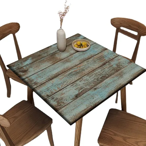 Vista 90 de Mantel redondo ajustable con borde elástico floral azul, mantel con borde elástico de estilo floral pastoral, almohadilla de mesa de poliéster