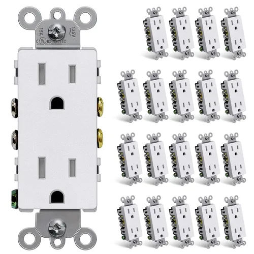 Vista 16 de CML - Paquete de 50 tomas de corriente de 15 amperios resistentes a manipulaciones, certificación UL Decorator Electrical Outlets, 15A/125V, NEMA