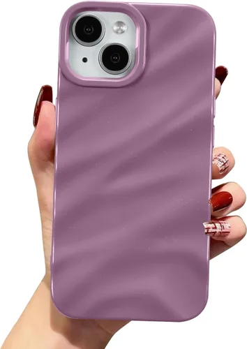 Vista 64 de QLTYPRI Funda compatible con iPhone 11, bonita funda con patrón de ondas de agua para niñas y mujeres, delgada, satinada, brillante, suave, de Beige