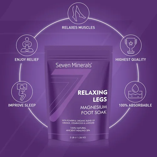 Vista 4 de Seven Minerals Copos de magnesio relajantes y crema natural para piernas