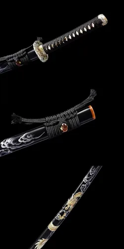 Vista 9 de Koubuse-tsukuri - Espada katana dorada hecha a mano, espada samurái japonesa real (espada completa), Catanas Japonesas Reales