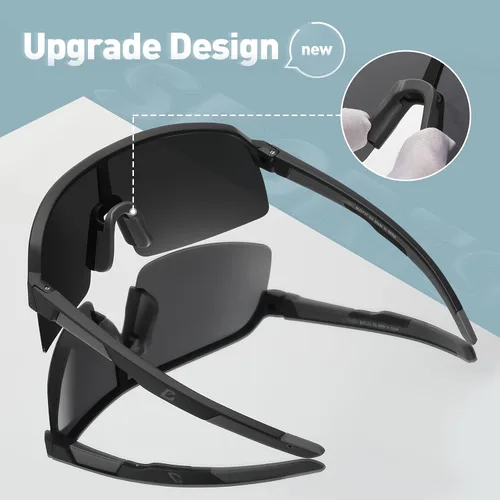 Vista 5 de Bevi - Lentes de sol deportivos polarizados con montura TR90 para hombres y mujeres, conducción al aire libre, ciclismo