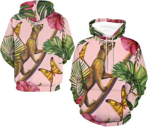 Vista 7 de Unisex Hoodie Flower Butterfly Sweatshirt Drawstring Pullover For Men Women S