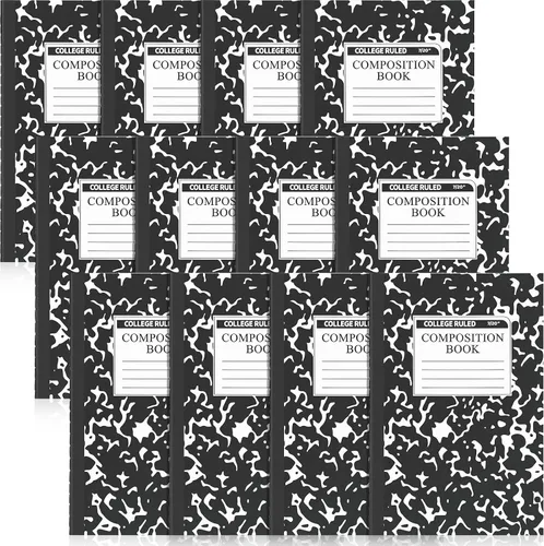 Vista 8 de Fainne Paquete de 12 cuadernos de composición A5 a granel, cuadernos de composición con rayas universitarias, cubiertas de mármol, cuadernos