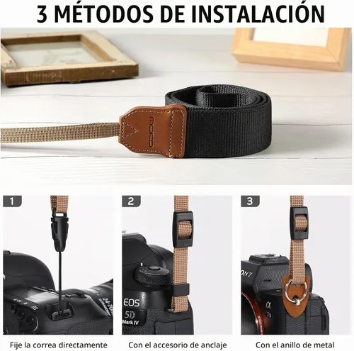 Vista 3 de MoKo Correa de cámara compatible con Canon/Sony/Nikon/Minolta/Panasonic/DSLR Cotton Vintage Camera Strap,Adjustable Neck Shoulder Strap,for