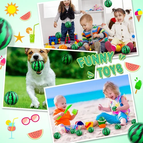 Vista 6 de 20 bolas de estrés a granel de 2.5 pulgadas de sandía para fiesta, mini bolas de espuma para aliviar el estrés, juguete sensorial con bolsas