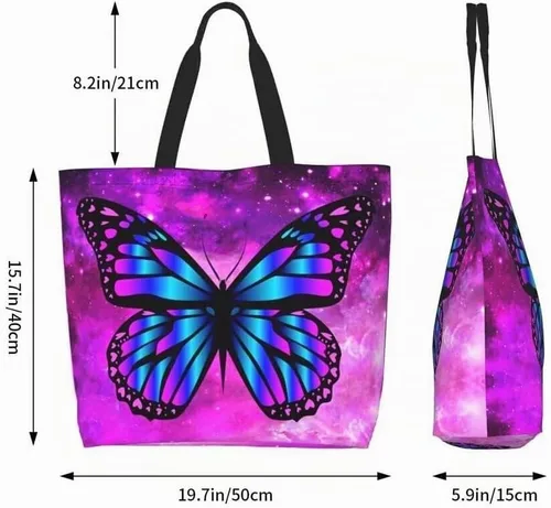 Vista 2 de Bolsa de compras reutilizable para mujer, bolsa de lona para compras casual, bolsa de hombro para viajes, playa y compras, regalos de Navidad