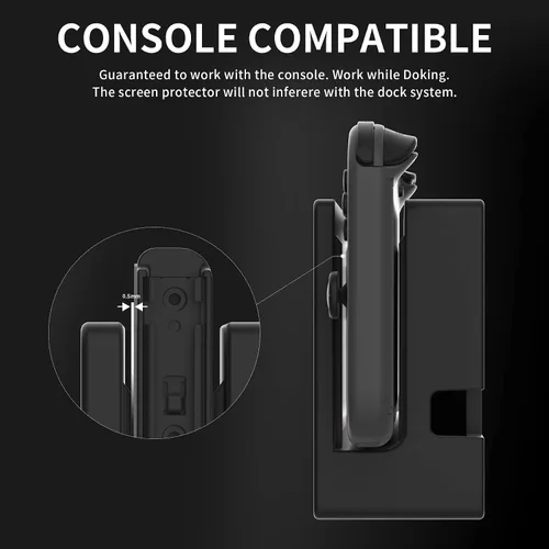 Vista 8 de eXtremeRate 2 Pack Black Border Transparent HD Clear Saver Protector Film, Tempered Glass Screen Protector for Nintendo Switch