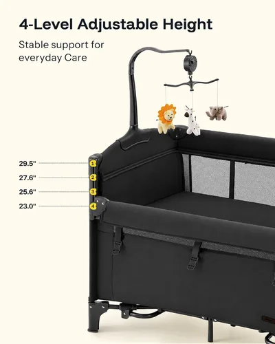 Vista 3 de HARPPA 6 in 1 Pack and Play with Bedside Bassinet, Foldable Playard