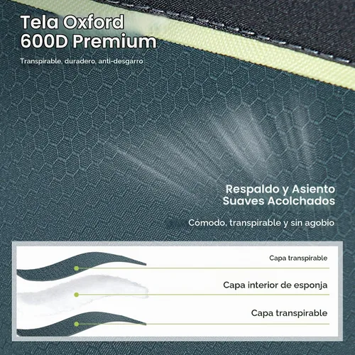 Vista 5 de GREEN PARTY Silla plegable de camping de gran tamaño resistente con bolsa refrigeradora, soporte para tazas, bolsillo de almacenamiento, silla