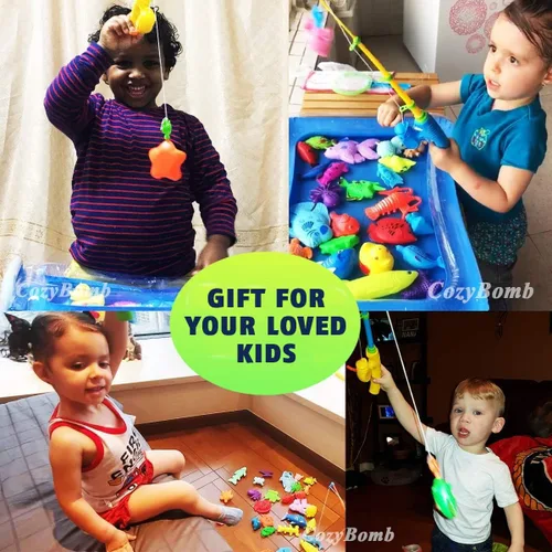Vista 9 de CozyBomB™ Juego de juguetes de pesca magnética para niños Mesa de agua, bañera, piscina infantil, fiesta, caña con red, peces de plástico