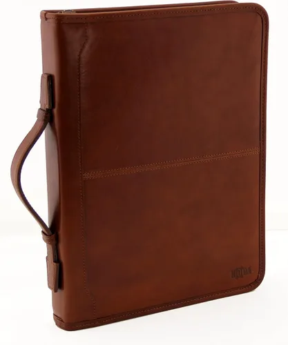 Vista 3 de Noda Executive Leather Padfolio - Carpeta profesional de 3 anillos con cierre de cremallera currículum, documento, bloc de notas, tableta
