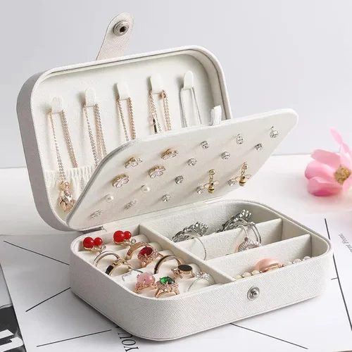 Vista 6 de Joyero personalizado de regalo para mujer, estuche de joyería de viaje personalizado, organización, cuero, personalizado, cumpleaños, aniversario