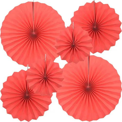 Vista 10 de CEEYSEE Paquete de 6 abanicos de papel colgantes redondos para decoración de fiestas, cumpleaños, bodas, eventos de graduación (azul/SLANS)