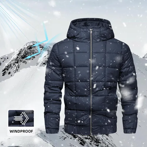 Vista 4 de Chaqueta de invierno con capucha para hombre, abrigo acolchado para esquí y nieve