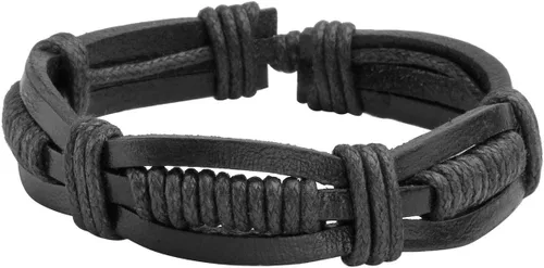 Vista 3 de Manfnee - Pulsera trenzada de cuero para hombres y mujeres ajustable